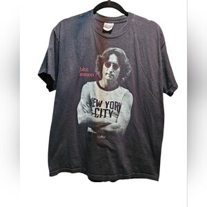 Vintage Black John Lennon Graphic Tee - New York City, Sz Large Adult